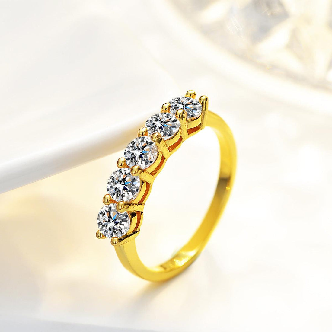 S925 Silver Moissanite Row Ring