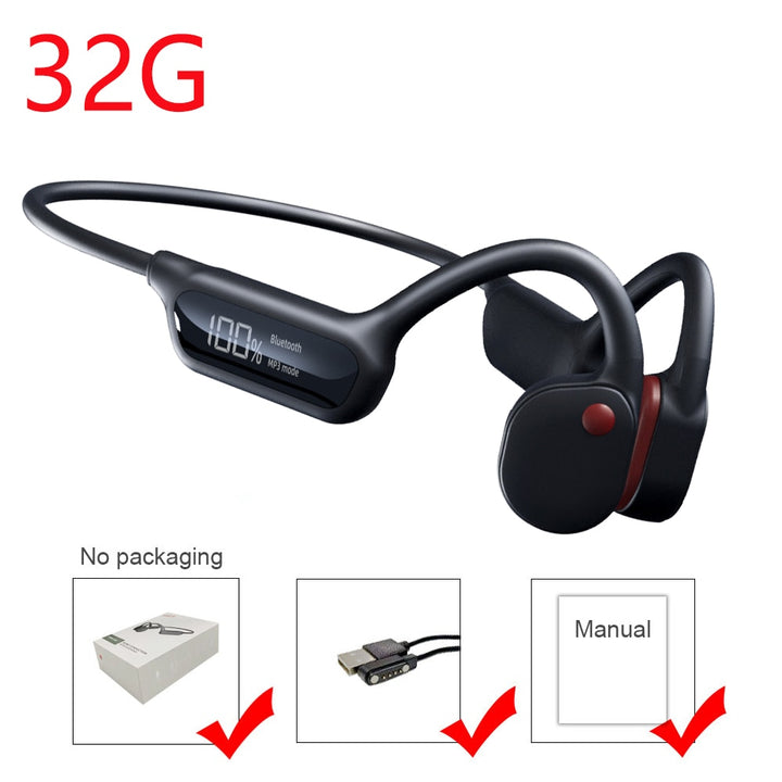 Bone Conduction Wireless Earphones with MP3 Player, Bluetooth 5.3, Waterproof IPX8, and Mic