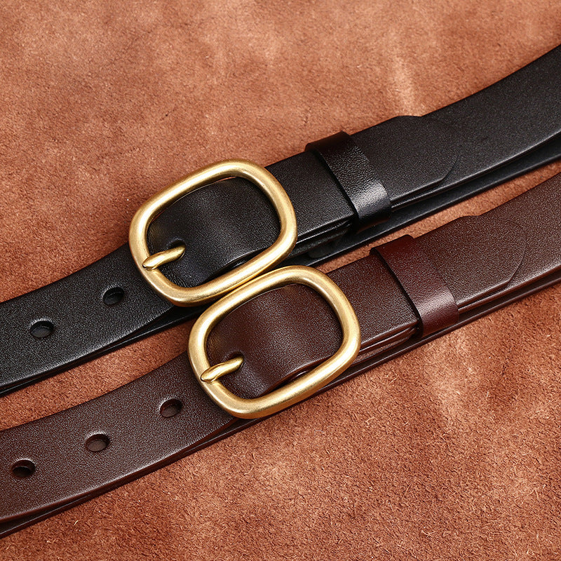 2.8CM Genuine Leather Women's Fashion Belt - Vintage Pin Buckle Strap