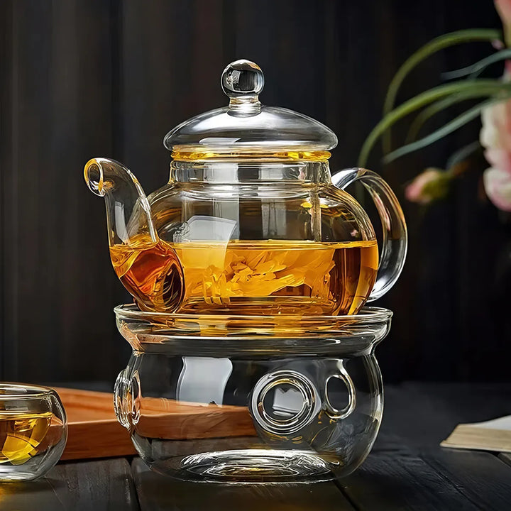 Filterable Heat-resistant Glass Flower Tea Pot