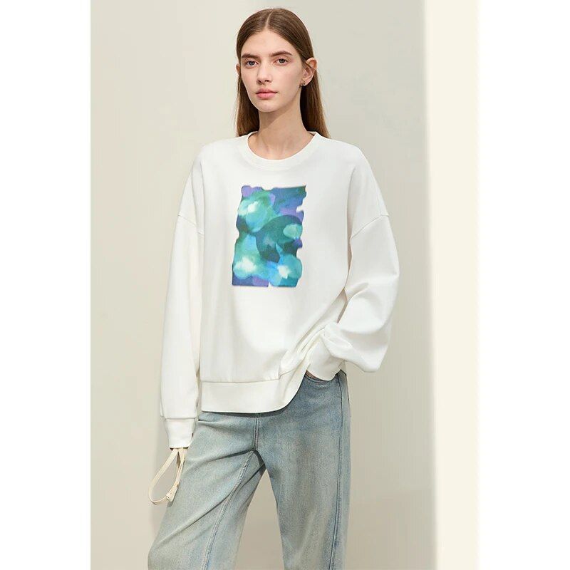Women's Abstract Print Loose Sweatshirt