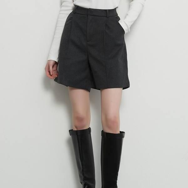 High Waist Grey Knee-Length Shorts with Pockets for Women