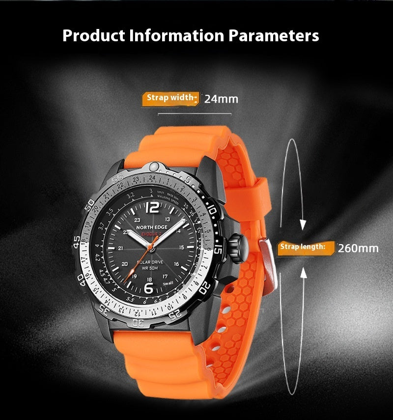 Outdoor Sports Waterproof Solar Rechargeable Watch Eco-Drive Luminous Long Endurance Swimming Men&