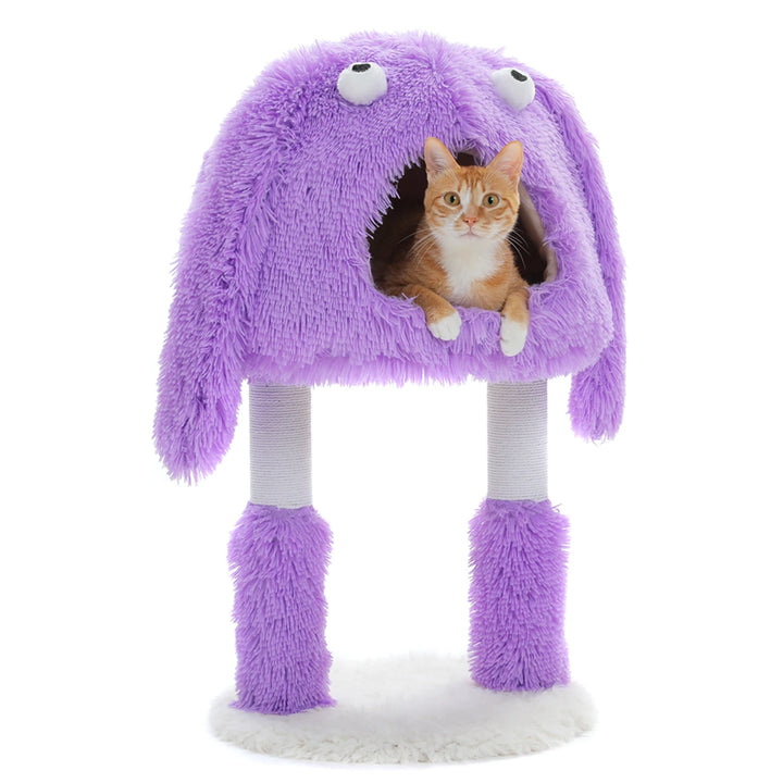 Purple Monster Cat Tree Tower with Big Condo & Sisal-Wrapped Legs