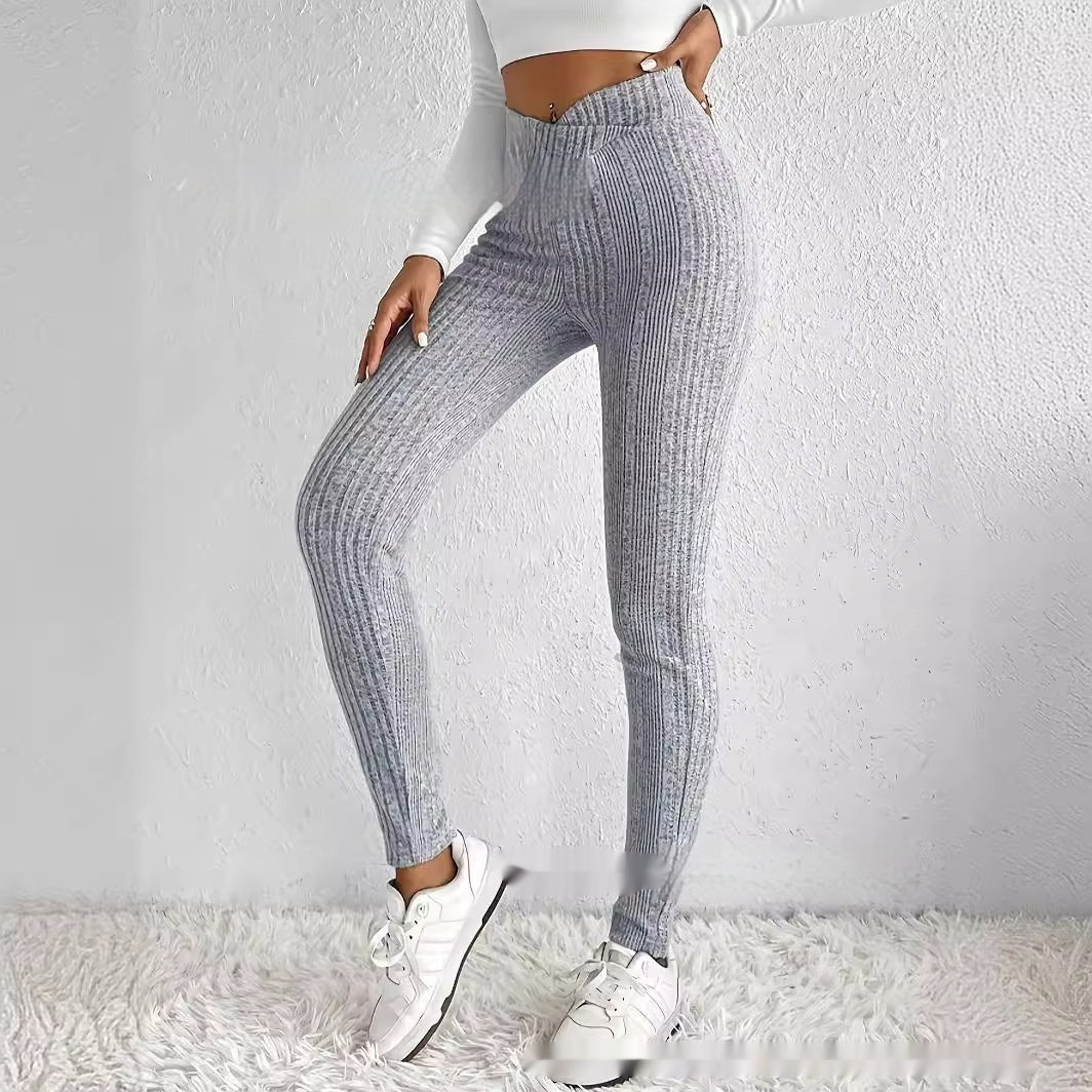 Slim-fit Bottoming Solid Color Trousers