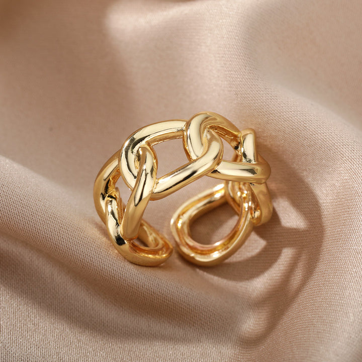 Gold Adjustable Chain Ring for Women