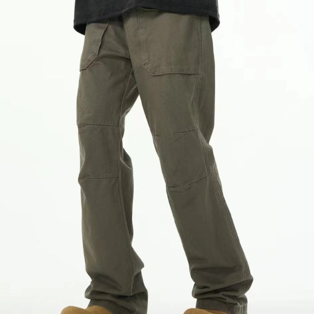 Men's Basic All-matching Trendy Gray-green Overalls Casual Loose Trousers