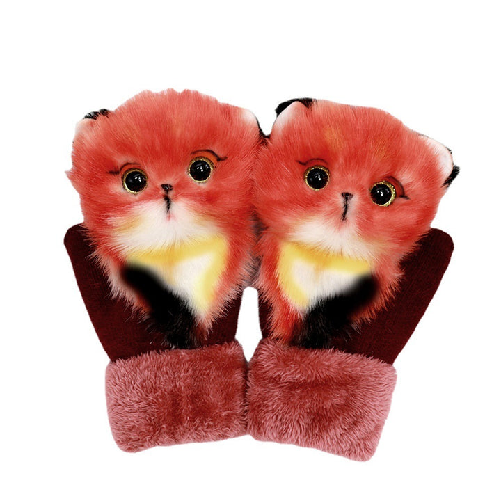 Winter Women's Plush Cartoon Animal Gloves