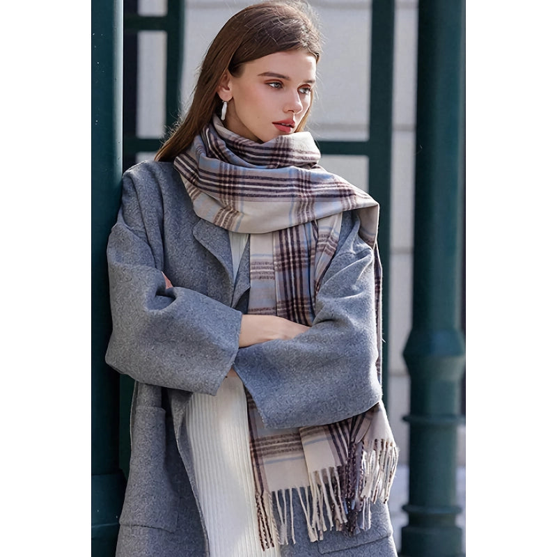 Imitation Cashmere Plaid Winter Scarf