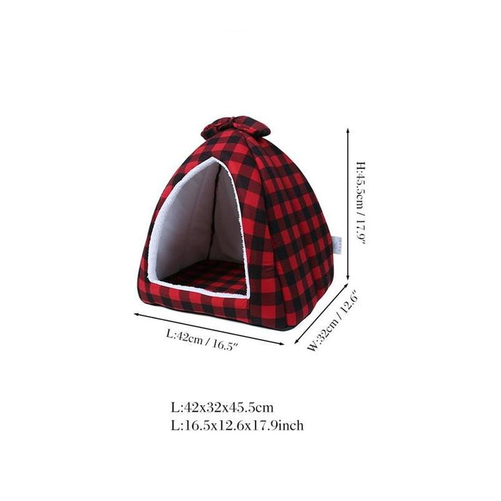 Cozy Plaid Pet Tent Bed