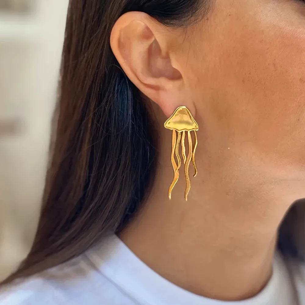 18K Gold Color Jellyfish Stud Earrings