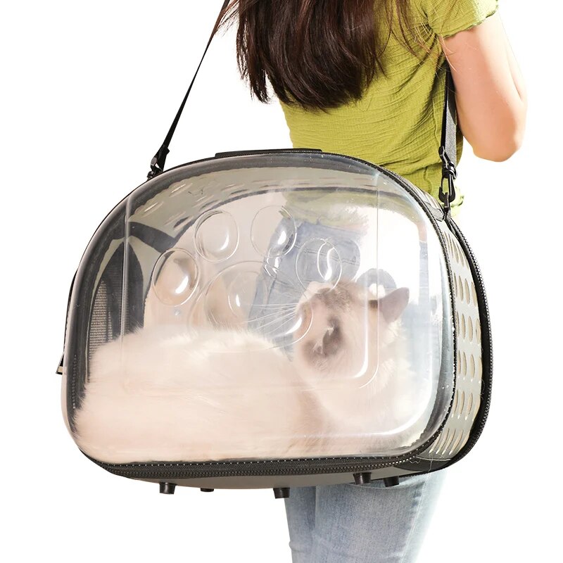 Transparent Foldable Cat Carrier Bag – Portable Pet Travel Pouch