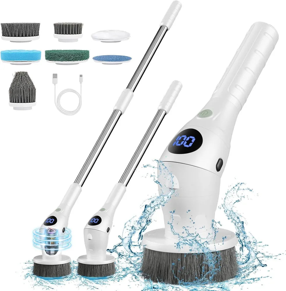 Cordless Spin Cleaning Brush with Extension Pole