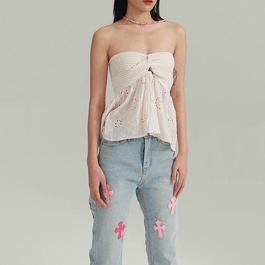Summer Chic Sleeveless Cotton Linen Cross-Up Tank Top for Women