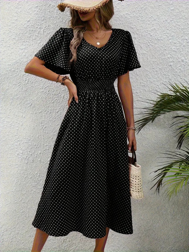 Women's Small Floral Print Short Sleeve Dress