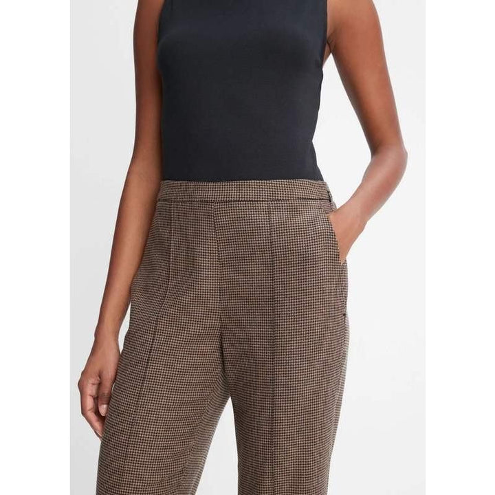 Chic Houndstooth High-Waist Trousers for Women