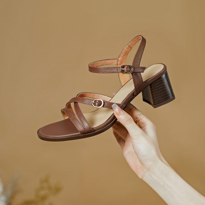 Summer Chic Ankle Strap Leather Sandals