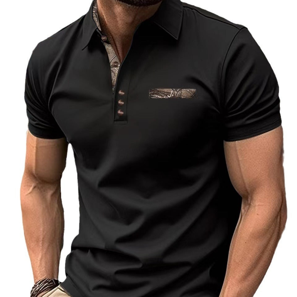 Men's Button Lapel Sports Short Sleeve