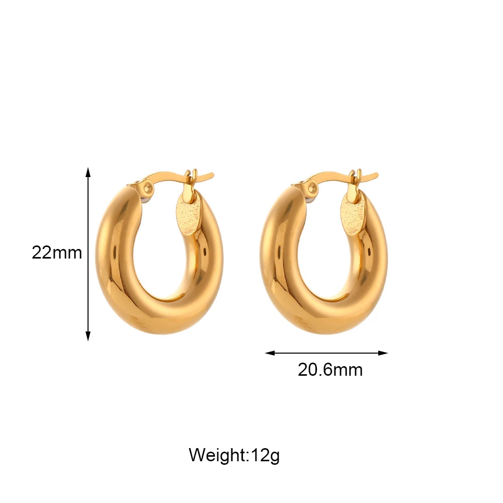 30mm Gold-Plated Stainless Steel Hoop Earrings - Tarnish-Free Minimalist Hoops