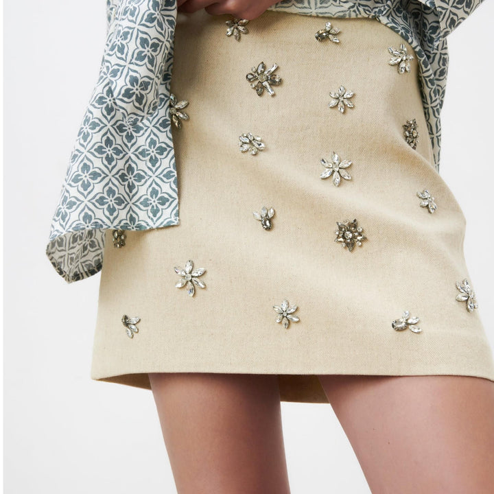 Solid Patchwork Diamonds Casual Mini Skirt