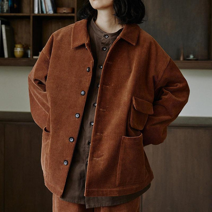 Retro 100% Cotton Corduroy Jacket for Women