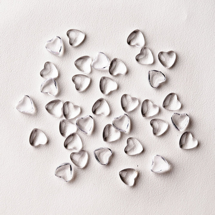 100pcs 3D Transparent Heart Charms for Nail Art Decoration