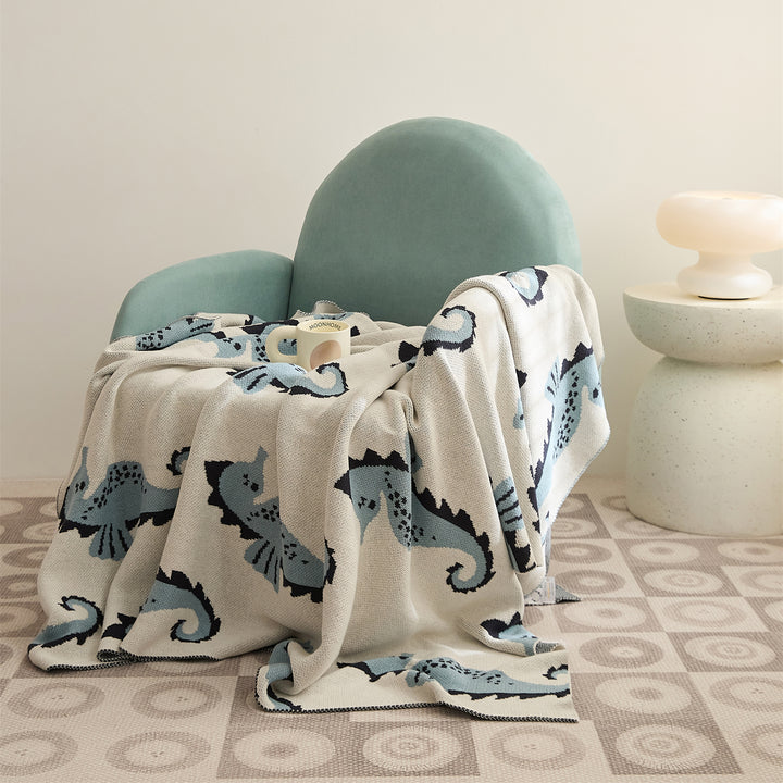 Cute Sea Horse Cotton Blanket