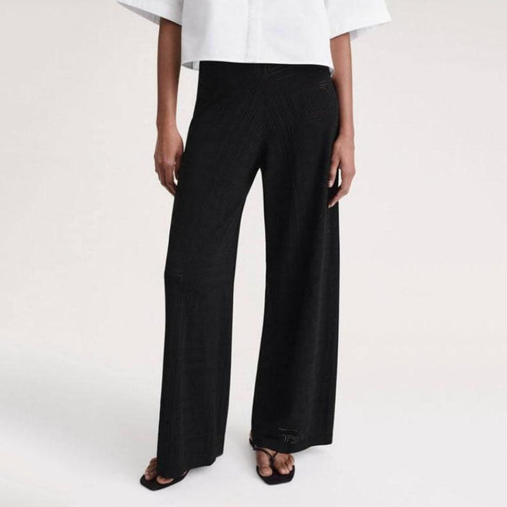 High-Waist Hollow-Out Knit Trousers
