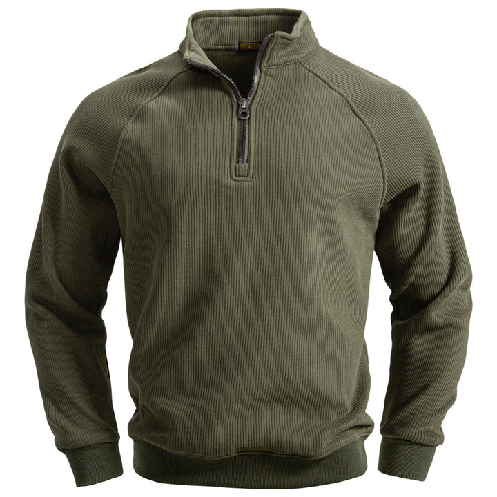 European And American Half Zipper Sweater Stand-up Collar All-match Fleece Men's Sweater Top