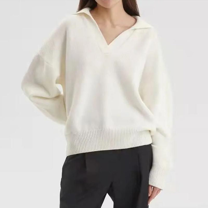 Women's V-Neck Polo Sweater