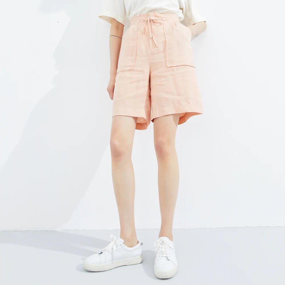Women's Casual Linen Lace-up Mid-Length Summer Shorts