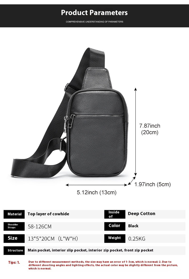 High Texture Casual Genuine Leather Men's Multi-functional Outdoor Crossbody Commuter Chest Bag