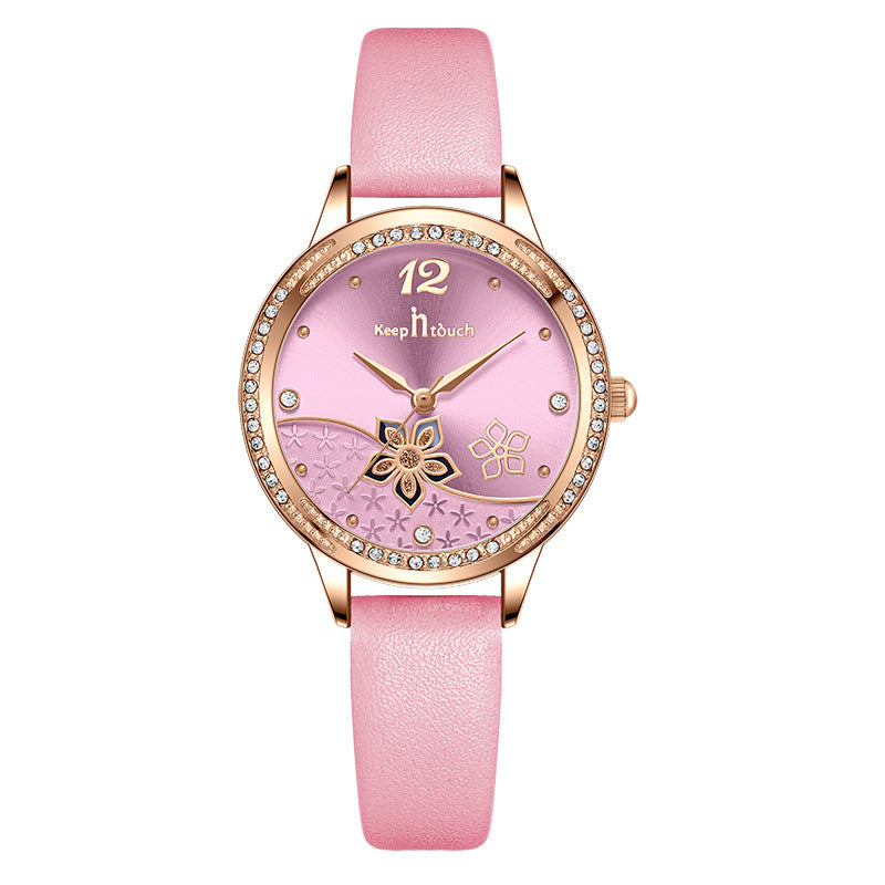 Simple And  Flower Waterproof Watch Women's Trendy Watch