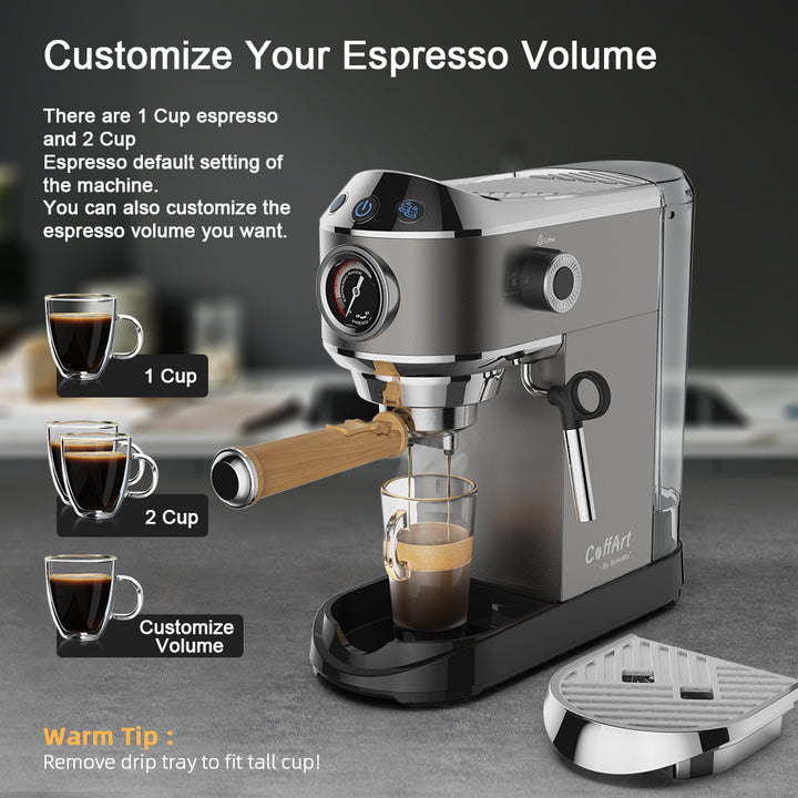 20 Bar Semi-Automatic Espresso Machine with Milk Steam Frother Wand