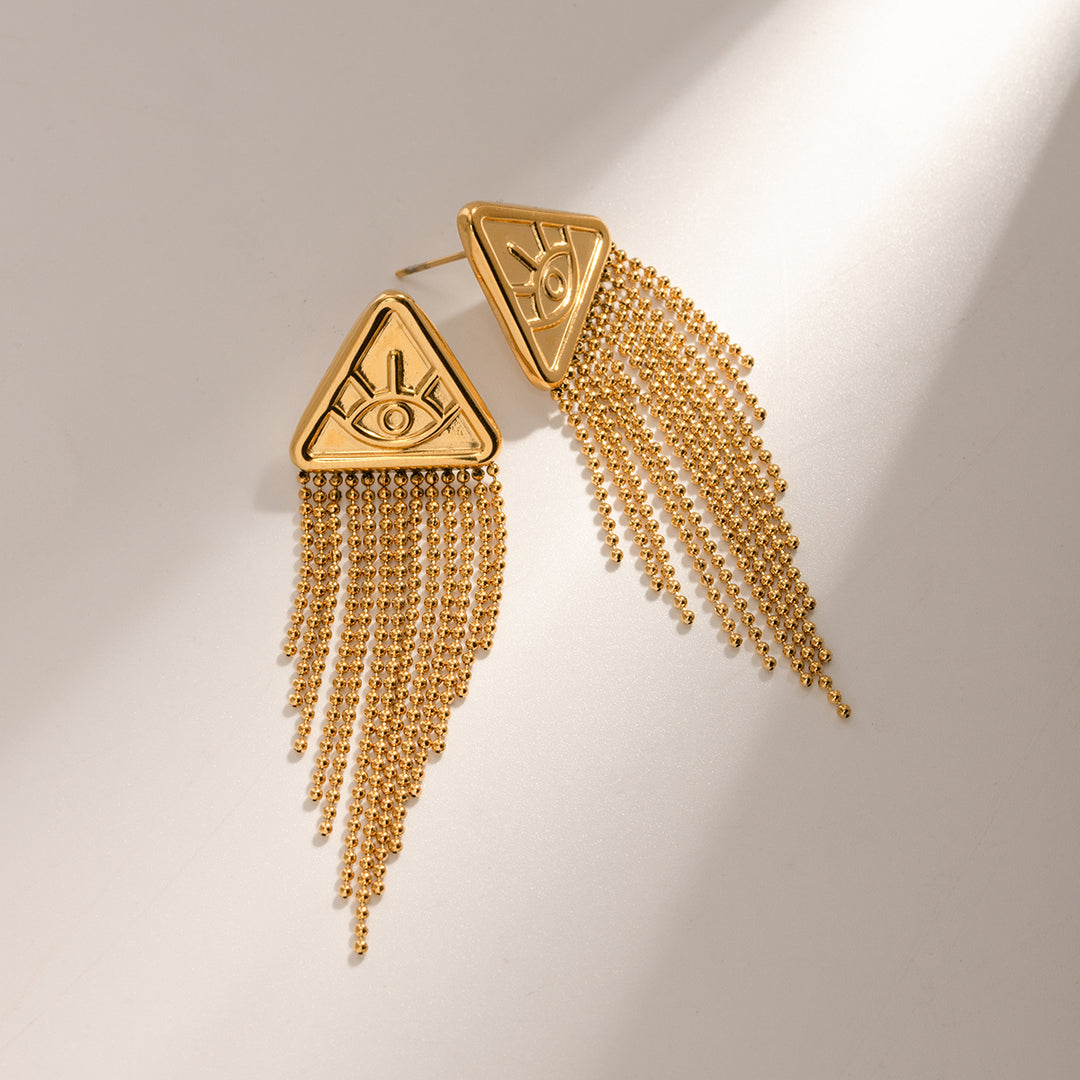 Gold-Plated Stainless Steel Triangle Drop Earrings