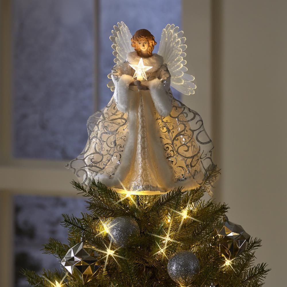 Christmas Tree Decoration Golden Angel Doll Tree Top Star LED Glow