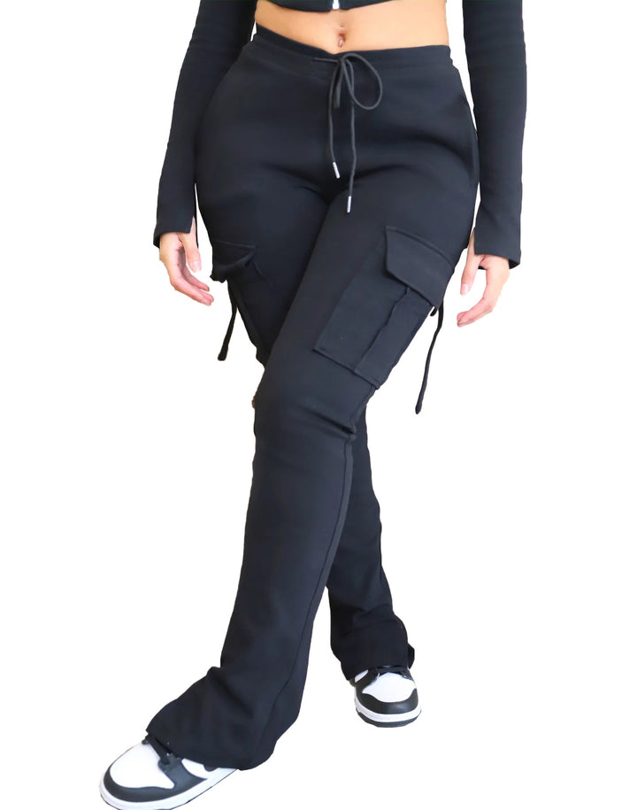 Women's Casual Tight Sportswear Multi-pocket Overalls With Coat And Cap Suit Pants