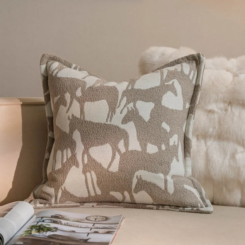 Nordic Oatmeal Luxury Geometric Jacquard Cushion Cover