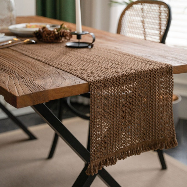 American Style Woven Cotton-Linen Table Runner