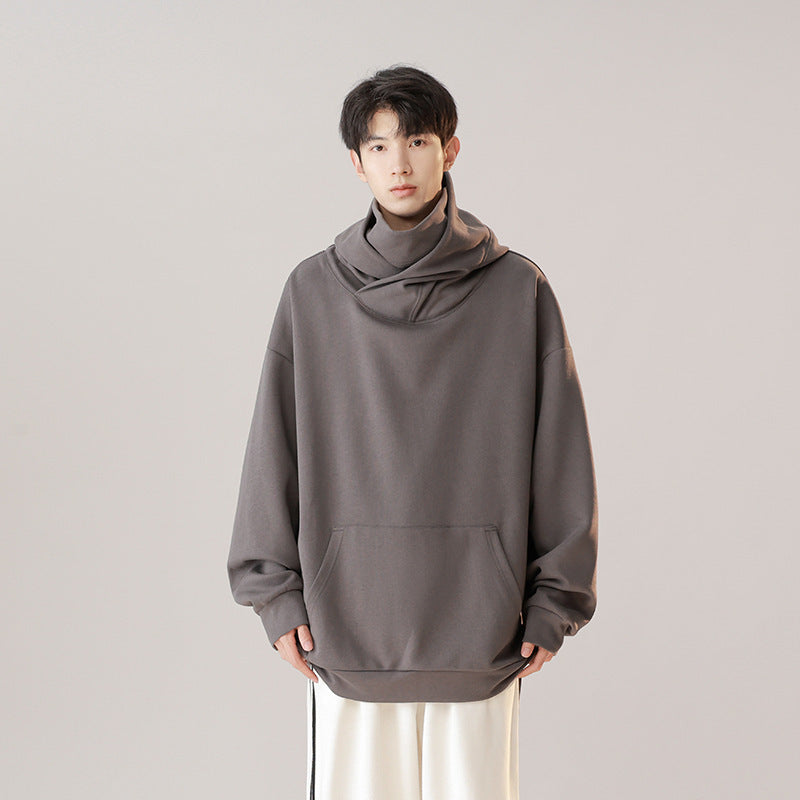 Hooded Turtleneck Sweater Men's Autumn Winter Couple Workwear Mechanical Style