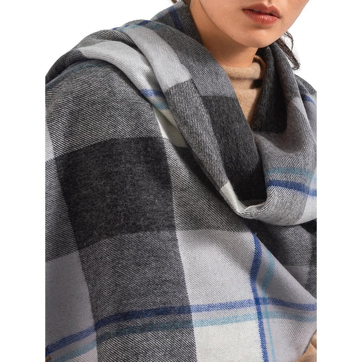 Elegant Plaid Cashmere Shawl - Long Warm Tassel Wrap