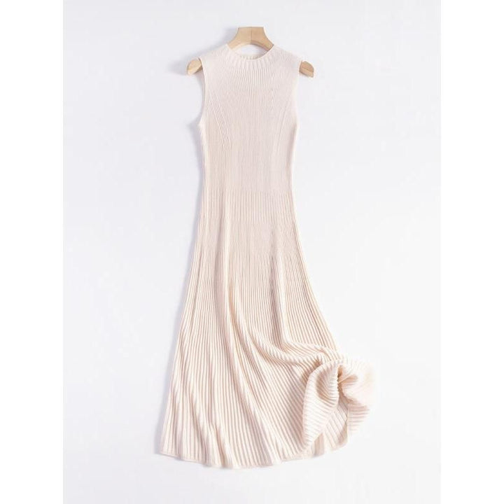 Elegant Sleeveless Wool Blend Mid-Calf Dress