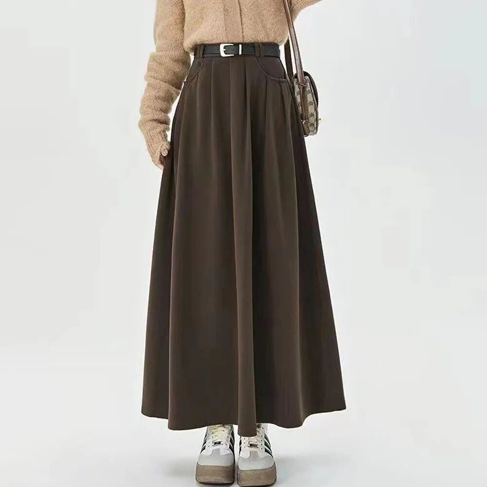 Elegant High Waist Pleated Maxi Skirt for Women