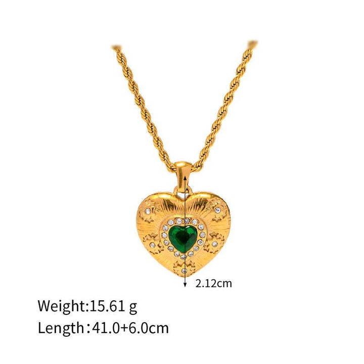 18k Gold Plated Brushed Heart Pendant Necklace – Romantic Stainless Steel Jewelry