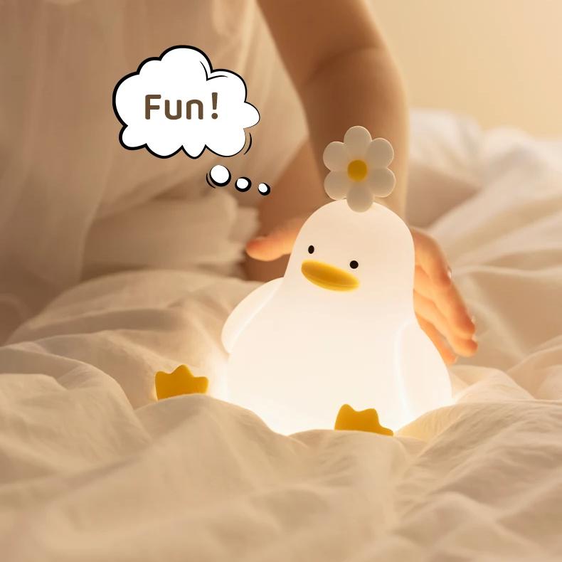 Charming Duck Night Light with Flower