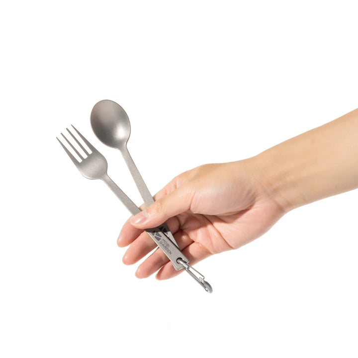 Ultra-Light Titanium Camping Fork and Spoon Set