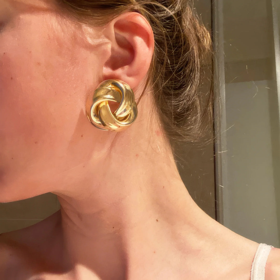 New Gold Spiral Drop Earrings: Exaggerated Ear Jewelry for Women