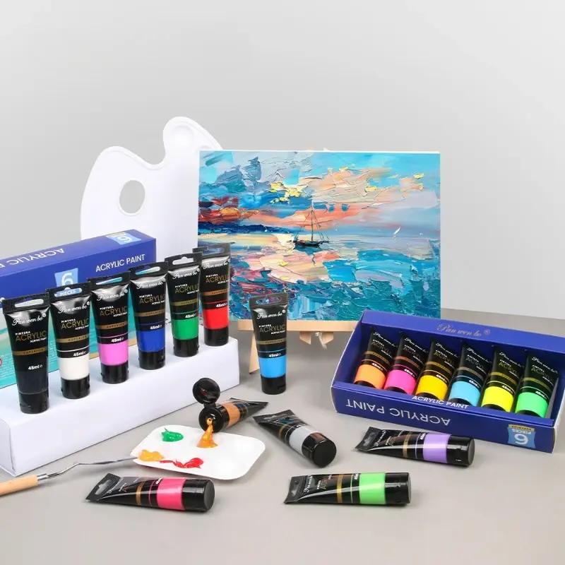 6-Color Acrylic Paint Set – Metallic &amp; Fluorescent, 45ML Bottled Paint for DIY Art &amp; Graffiti
