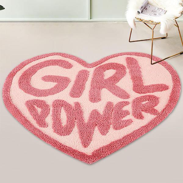 Pink Heart Shaped Tufted Rug for Girl's Room