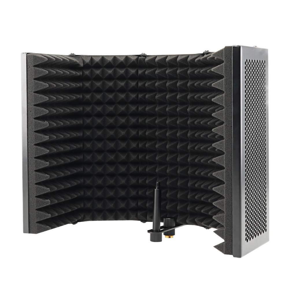 Aislador de micrófono de grabación de estudio ajustable plegable de 57,5x28 cm, Panel de espuma absorbente de sonido, soporte de protección de aislamiento de micrófono